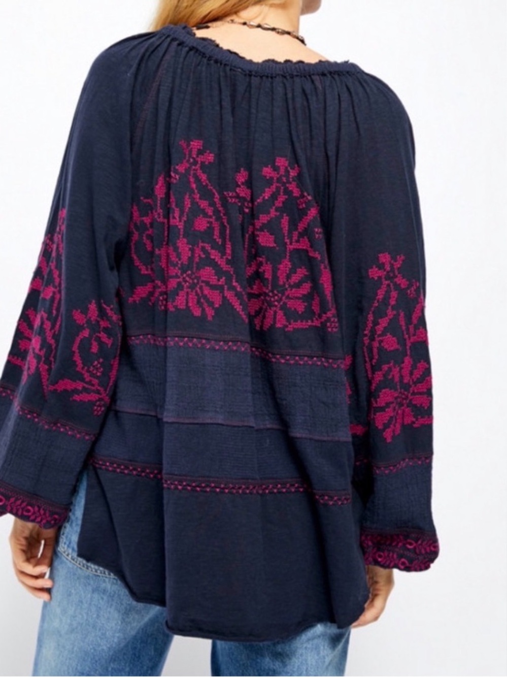 Free People "Persuasion" top Navy with Magenta size S/P - Picture 3 of 9